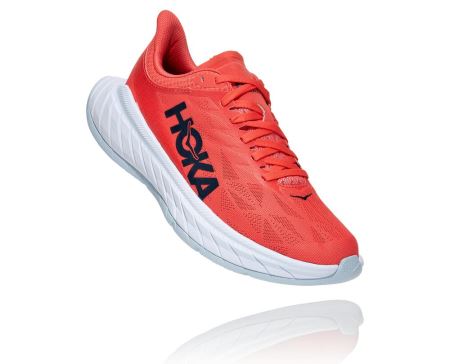 Hoka One One Carbon X 2 Mulher - Tenis Corrida Estrada Coral / Pretas | PT-mBP7TMk